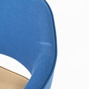2015 Pair of Eero Saarinen for Knoll Dining Arm Chairs in Blue with Wooden Legs