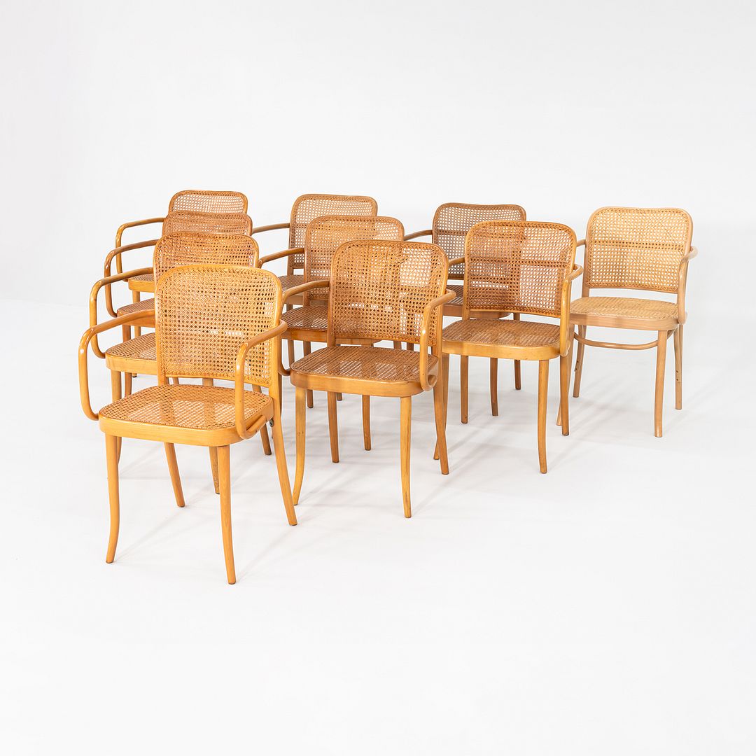 1980s Set of 10 Model 811 Prague Chairs by Josef Hoffman for Stendig / Thonet