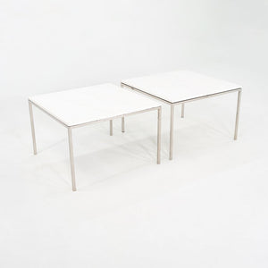 1965 Pair of Custom Marble and Steel Square Side Tables from Yamasaki Building