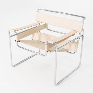 1970s Marcel Breuer for Knoll / Gavina Wassily Lounge Chair in New Cream Leather