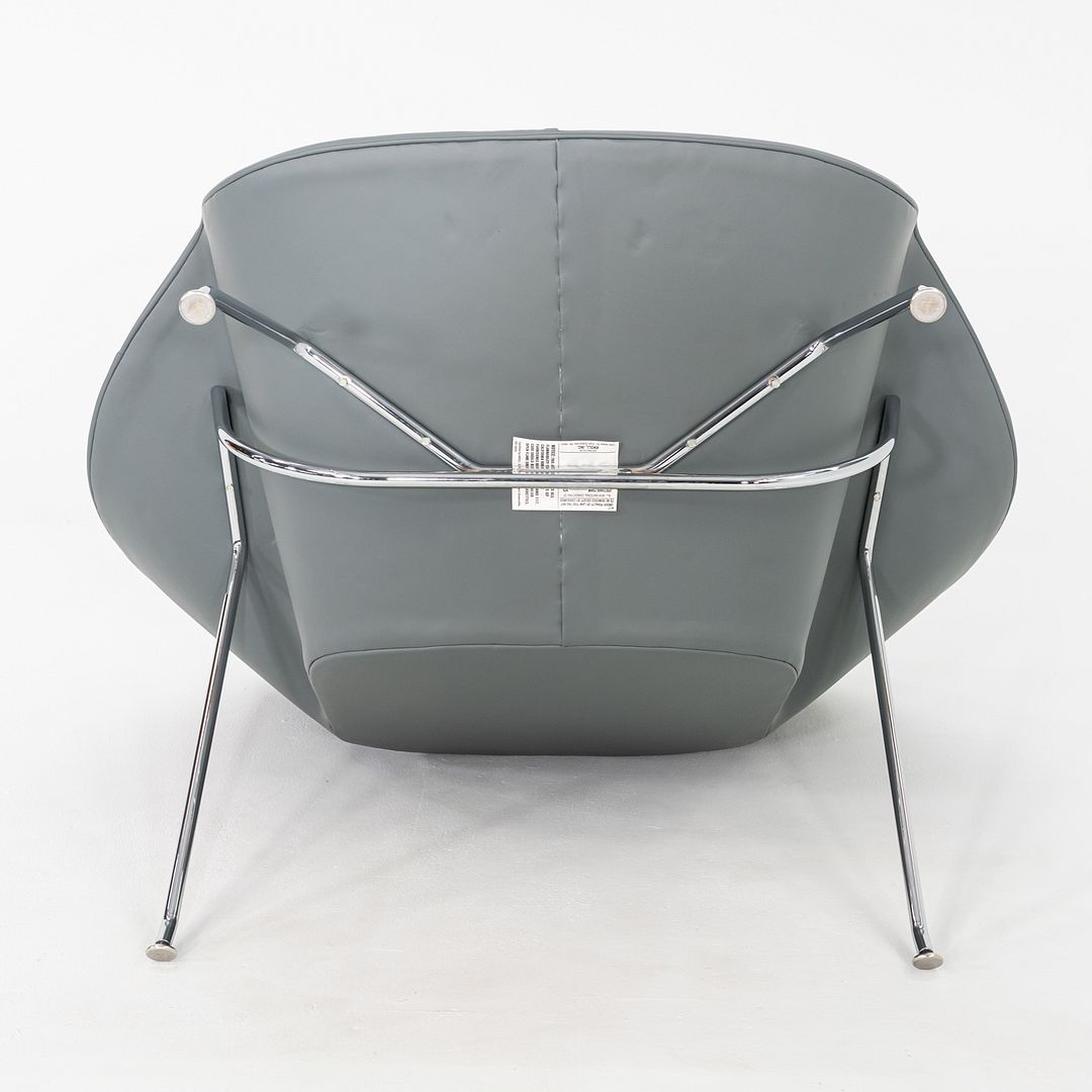 2010s Eero Saarinen for Knoll Medium Womb Lounge Chair in Grey Leather 3x Avail
