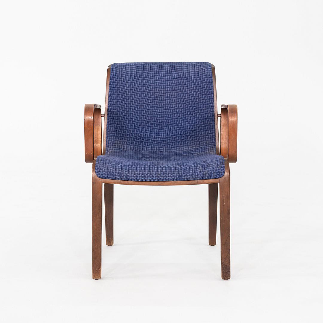 1971 Bill Stephens for Knoll 1300 Series Dining Chair in Blue Fabric and Walnut
