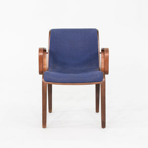 1971 Bill Stephens for Knoll 1300 Series Dining Chair in Blue Fabric and Walnut