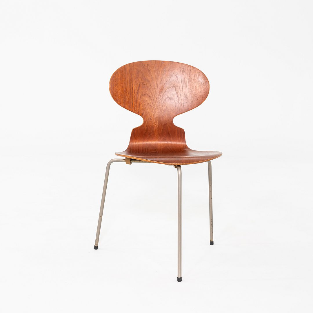 1960s Set of Four Arne Jacobsen for Fritz Hansen Ant Chairs Teak w/ Steel Legs