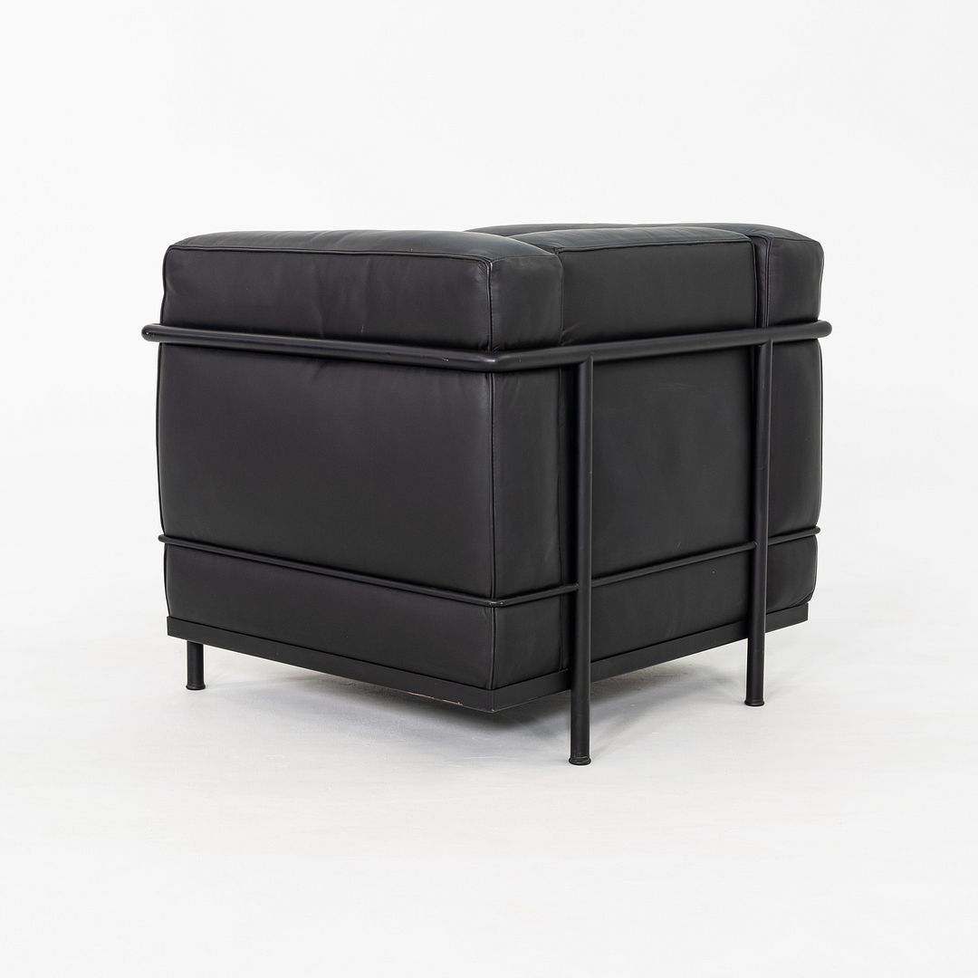 2000s Le Corbusier for Cassina LC2 Petite Club Lounge Chair in Black Leather