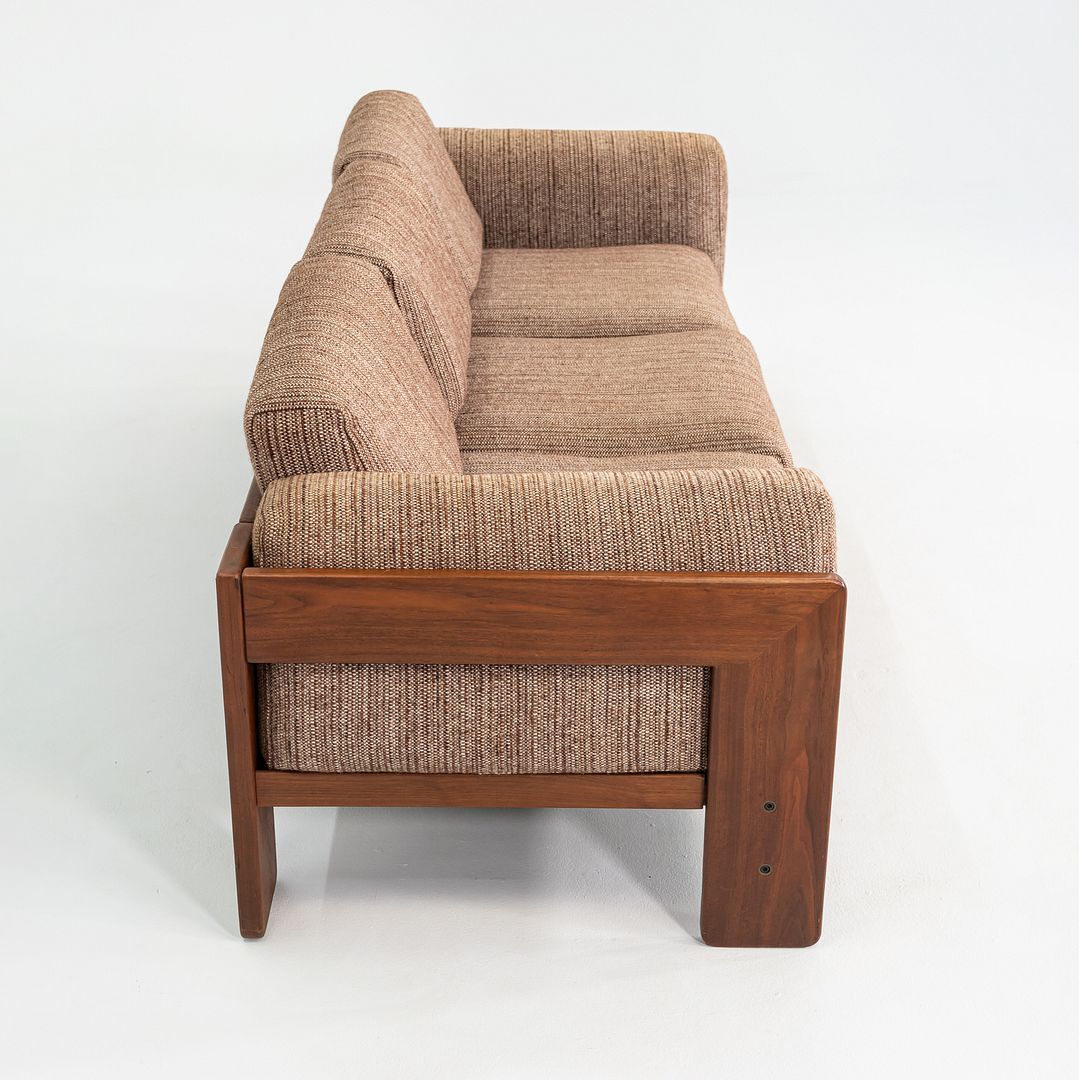 1980s Afra and Tobia Scarpa for Knoll Bastiano Three Seat Sofa Walnut w/ Tweed