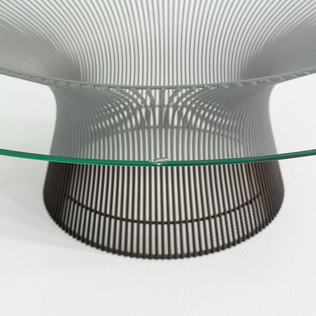1970s Warren Platner for Knoll Coffee Table w/ Dark Bronze Base & Glass Top 42"