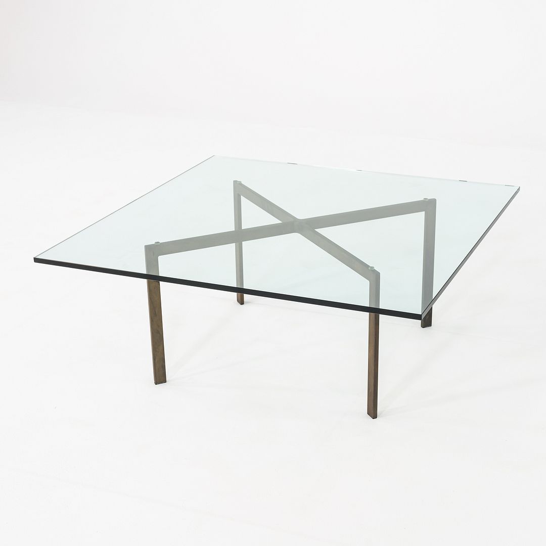 1960s Mies van der Rohe Barcelona Coffee Table with Bronze Base and Glass Top