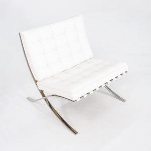 1960s Mies van der Rohe for Knoll Barcelona Lounge Chair and Ottoman in Sabrina White & Stainless Fully Restored