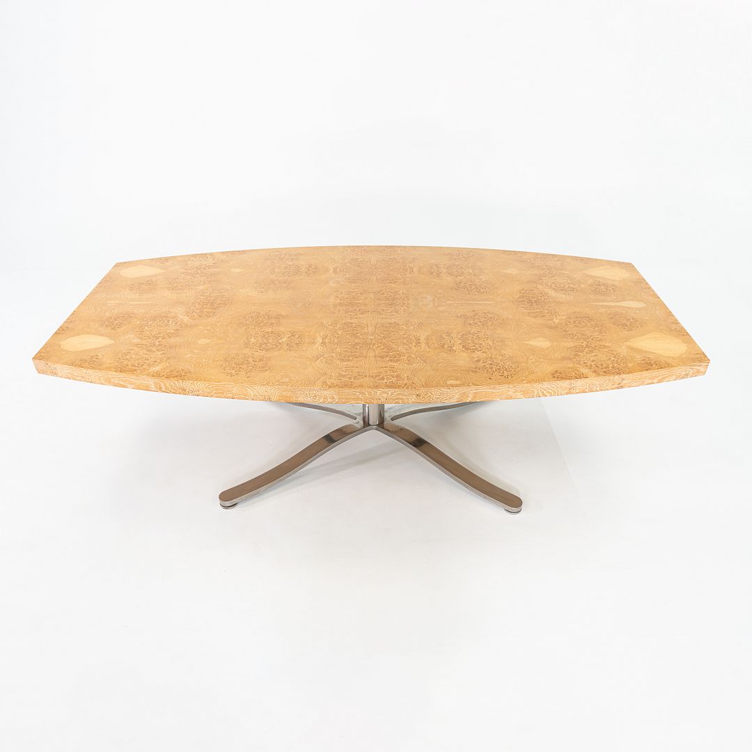 2004 Nicos Zographos Custom Burled Oak Conference Table w/ Stainless Steel Base