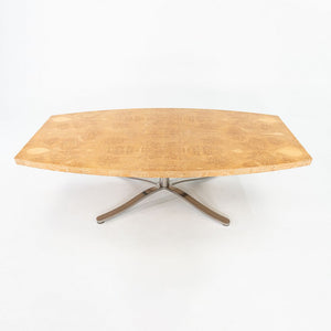 2004 Nicos Zographos Custom Burled Oak Conference Table w/ Stainless Steel Base