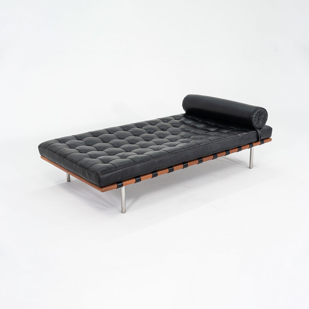 1980s Mies van der Rohe for Knoll Barcelona Daybed in Black Leather, Model 258L