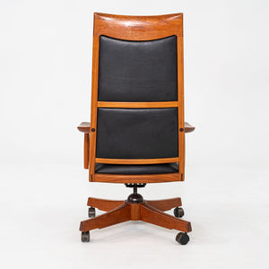 1970s Studio Crafted Executive Desk Chair by John Nyquist Teak w/ Black Leather