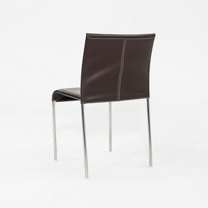 1980s Potocco Italy Italian Brown Leather Dining Chair with Steel 3x Available