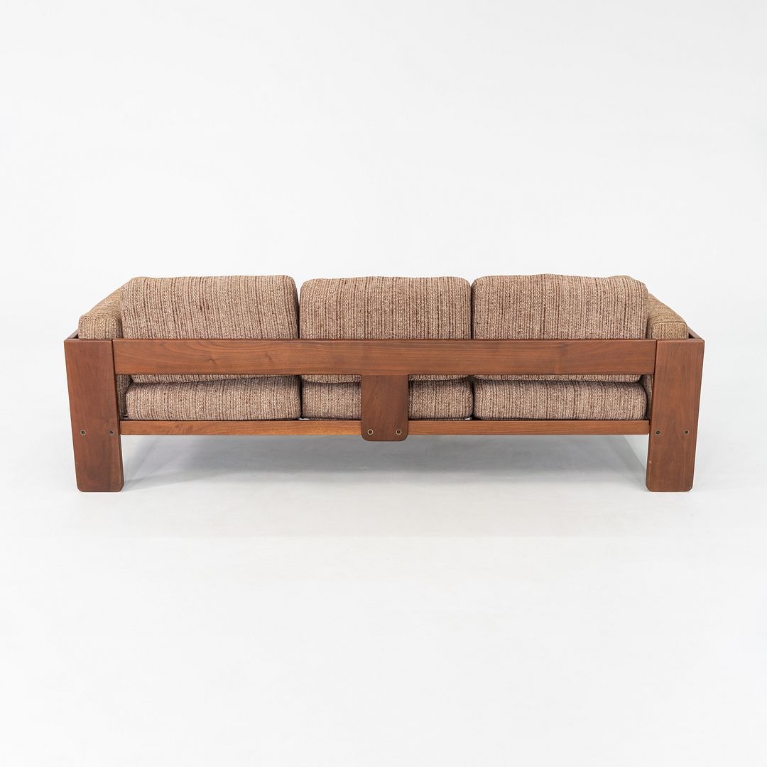 1980s Afra and Tobia Scarpa for Knoll Bastiano Three Seat Sofa Walnut w/ Tweed