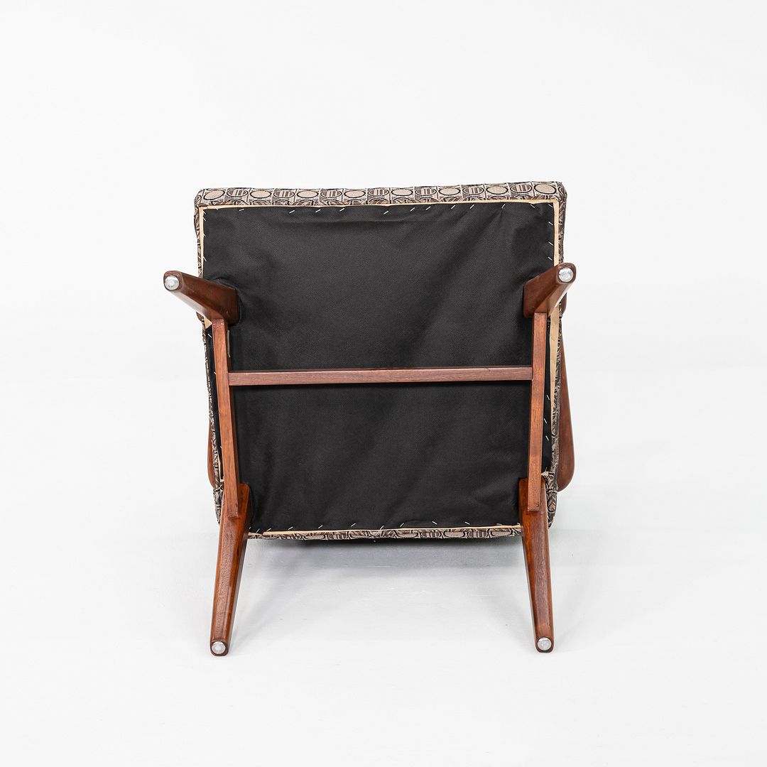 1960s Set of Seven Jens Risom Design Model C-108 Dining Arm Chairs in Walnut and Fabric