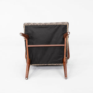 1960s Set of Seven Jens Risom Design Model C-108 Dining Arm Chairs in Walnut and Fabric
