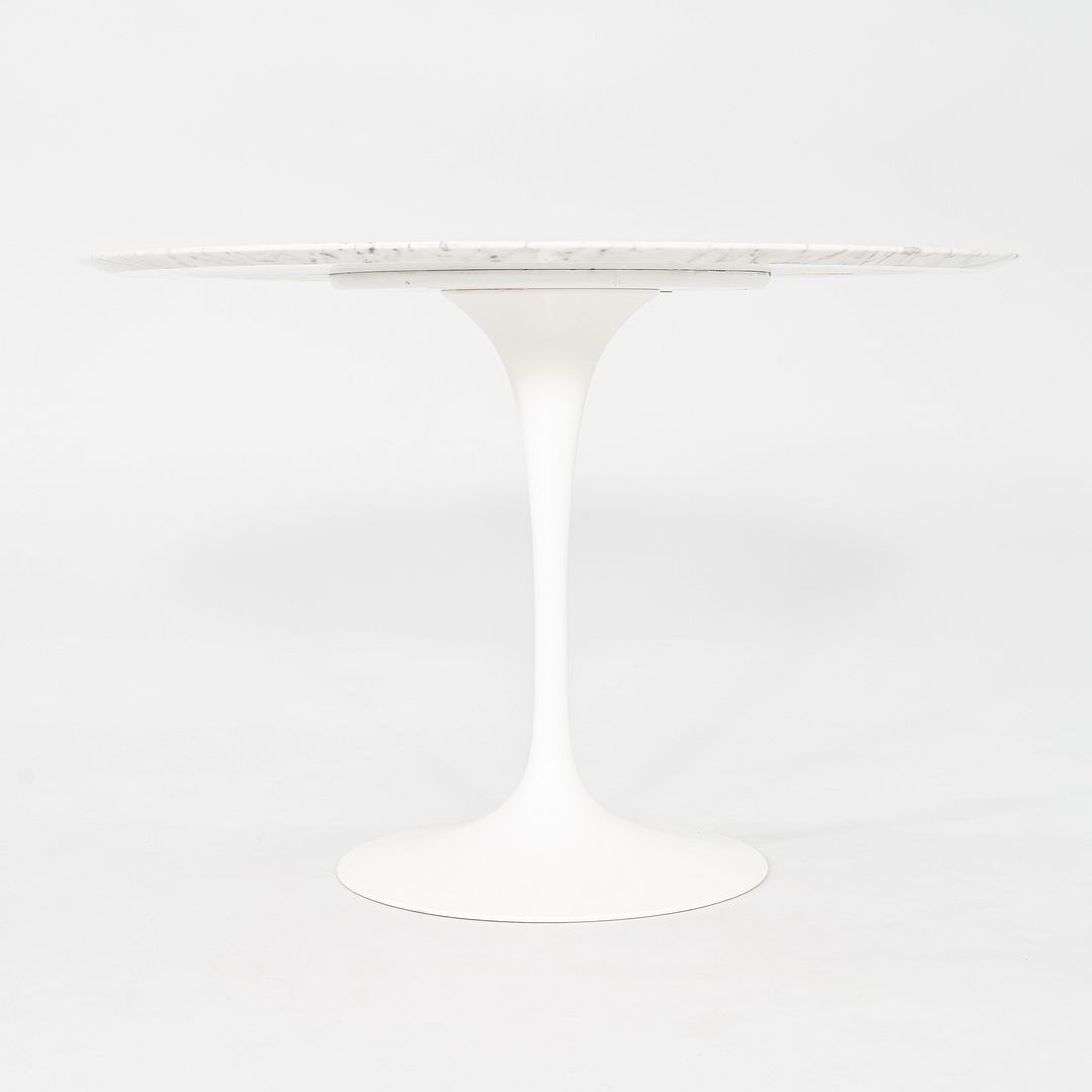 2010s Eero Saarinen for Knoll 42" Round Dining Table with Carrara Marble Top