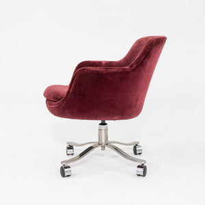 1980s Pair of Nicos Zographos CH 6 Alpha Bucket Desk Chairs in Burgundy Fabric