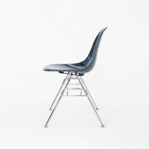 2010s Pair of Modernica Eames Fiberglass Dining Side Shell Chairs in Navy Blue