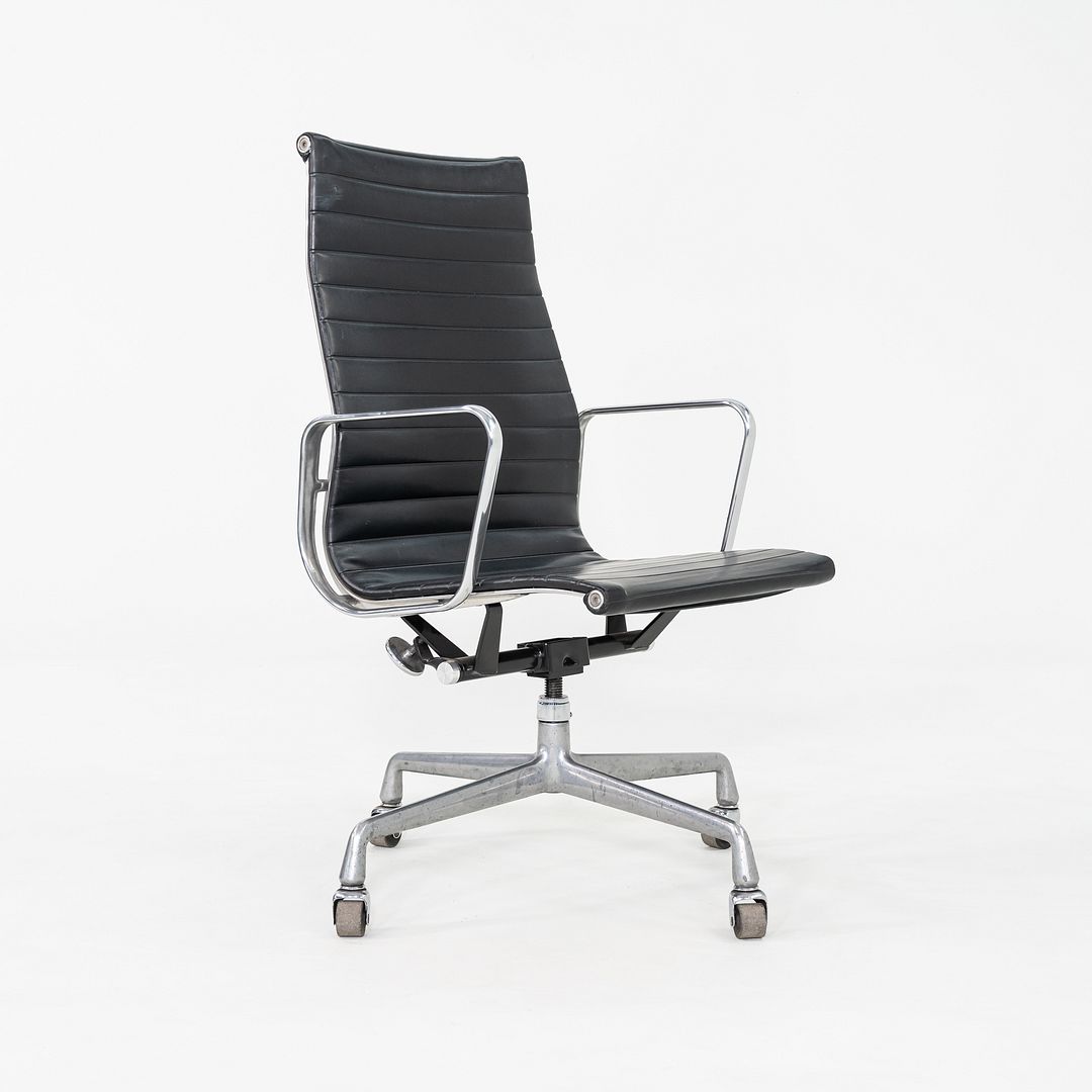 1981 Herman Miller Eames Aluminum Group Executive Desk Chair in Black Naugahyde