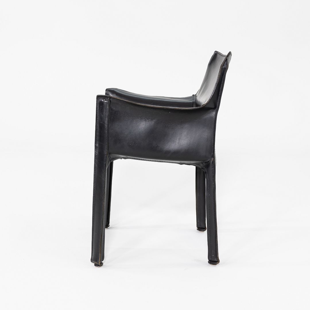 1990s Pair of Mario Bellini Cab 413 Leather Armchair for Cassina Black Leather