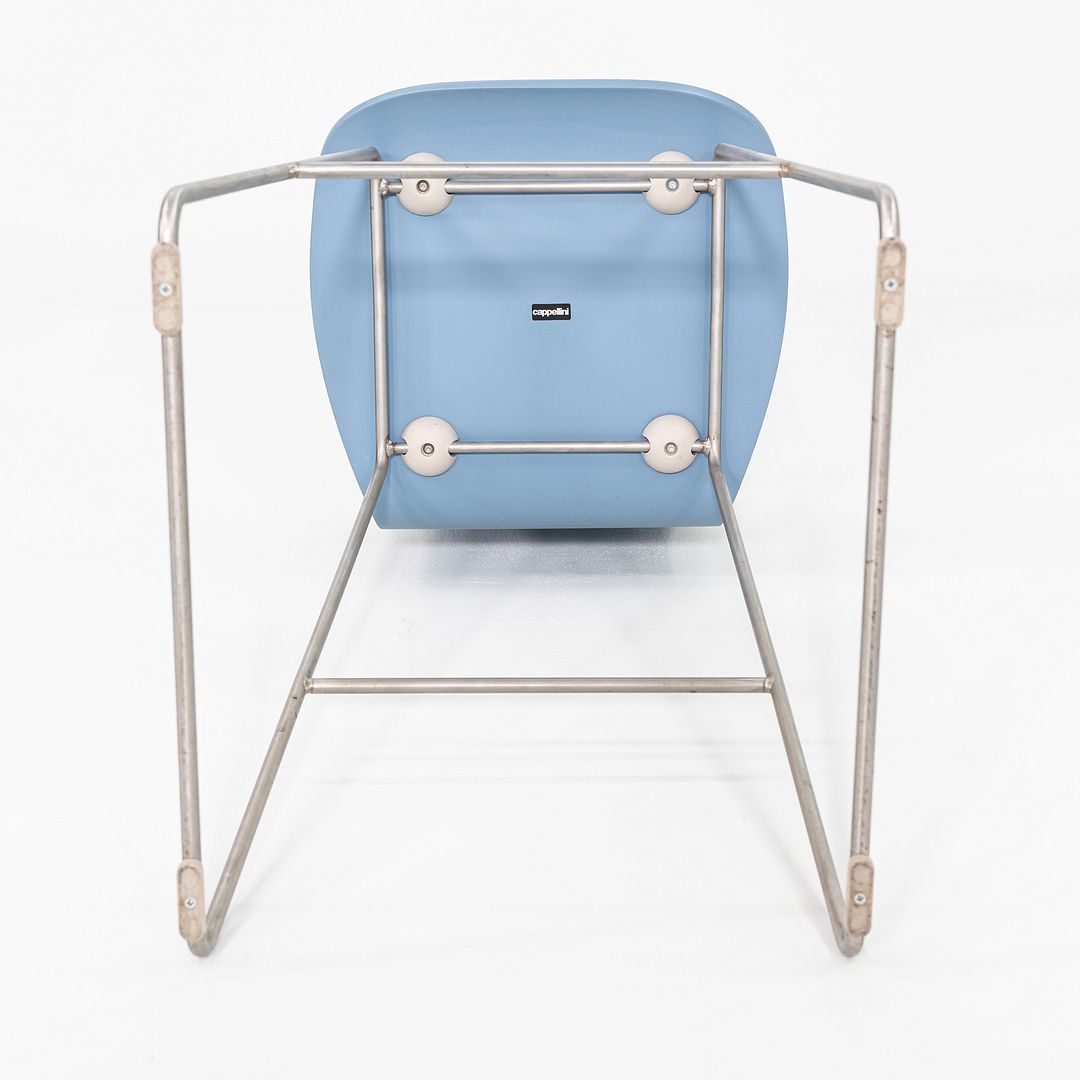 2010s Pair of Jasper Morrison for Cappellini Tate Bar Stools w/ Light Blue Seat