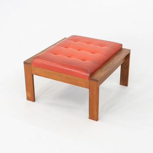 1960s Modern Ottoman Stool by C.I. Designs Wood with Persimmon Vinyl Upholstery