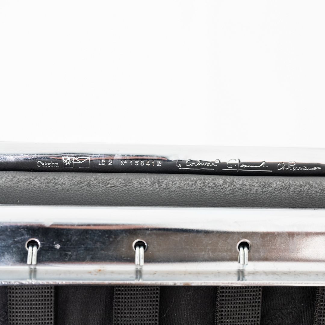 2010s Le Corbusier Jeanneret Perriand for Cassina LC2 Ottoman in Black Leather