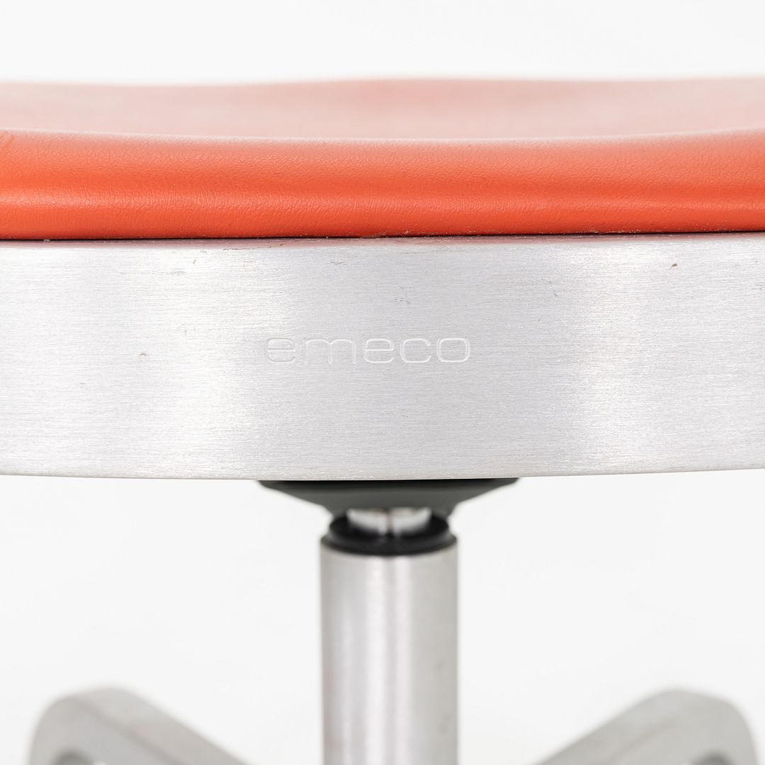 C. 2021 Jasper Morrison for Emeco Navy Officer Desk Chair in Brushed Aluminum and Orange Vinyl 19x Available
