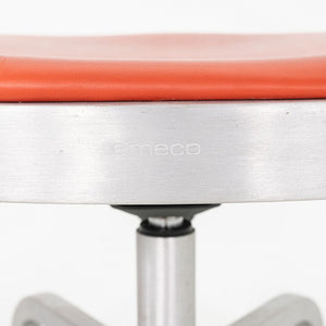 C. 2021 Jasper Morrison for Emeco Navy Officer Desk Chair in Brushed Aluminum and Orange Vinyl 19x Available