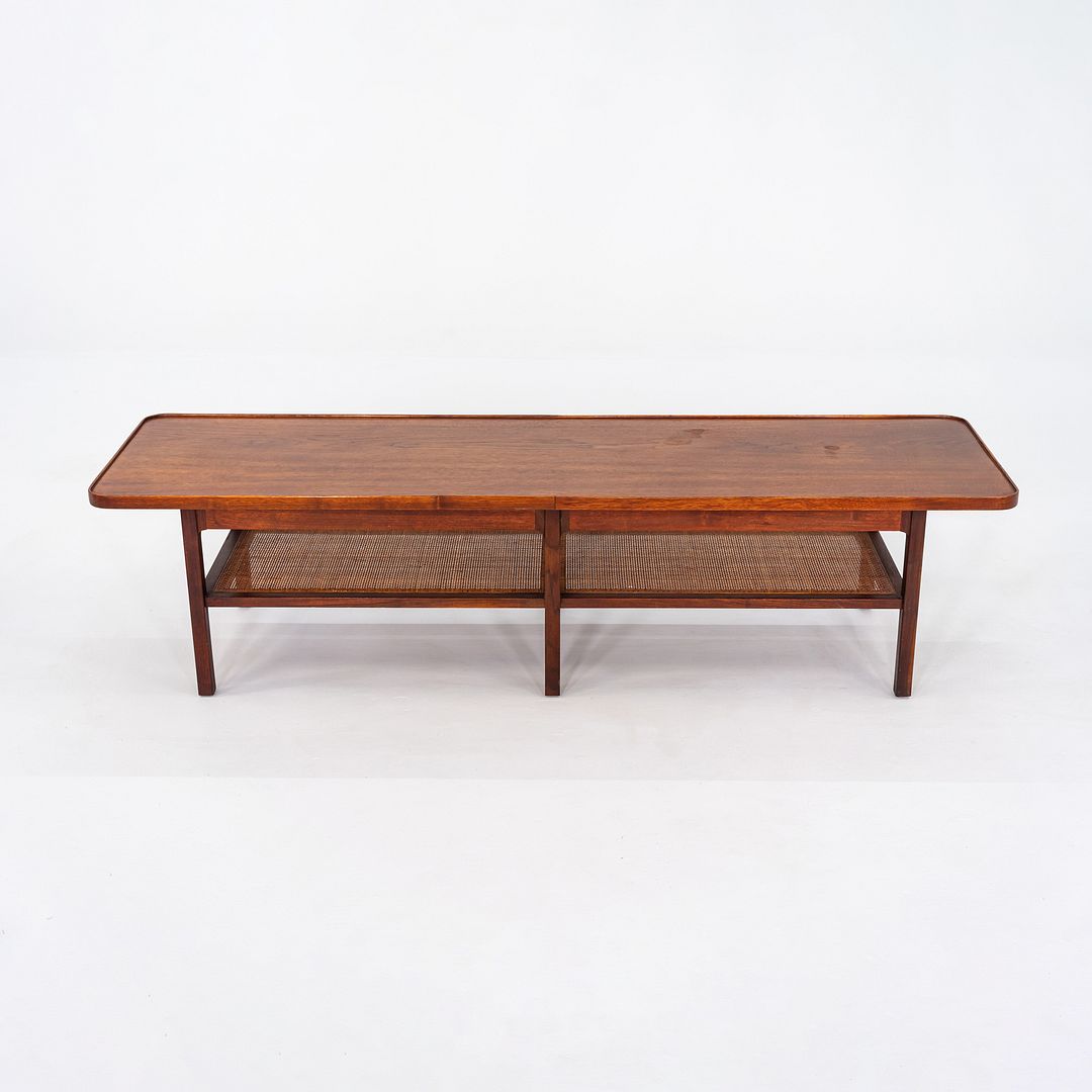 1960s Jack Cartwright for Founders Rectangular Coffee Table in Walnut and Cane