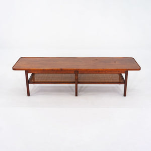 1960s Jack Cartwright for Founders Rectangular Coffee Table in Walnut and Cane