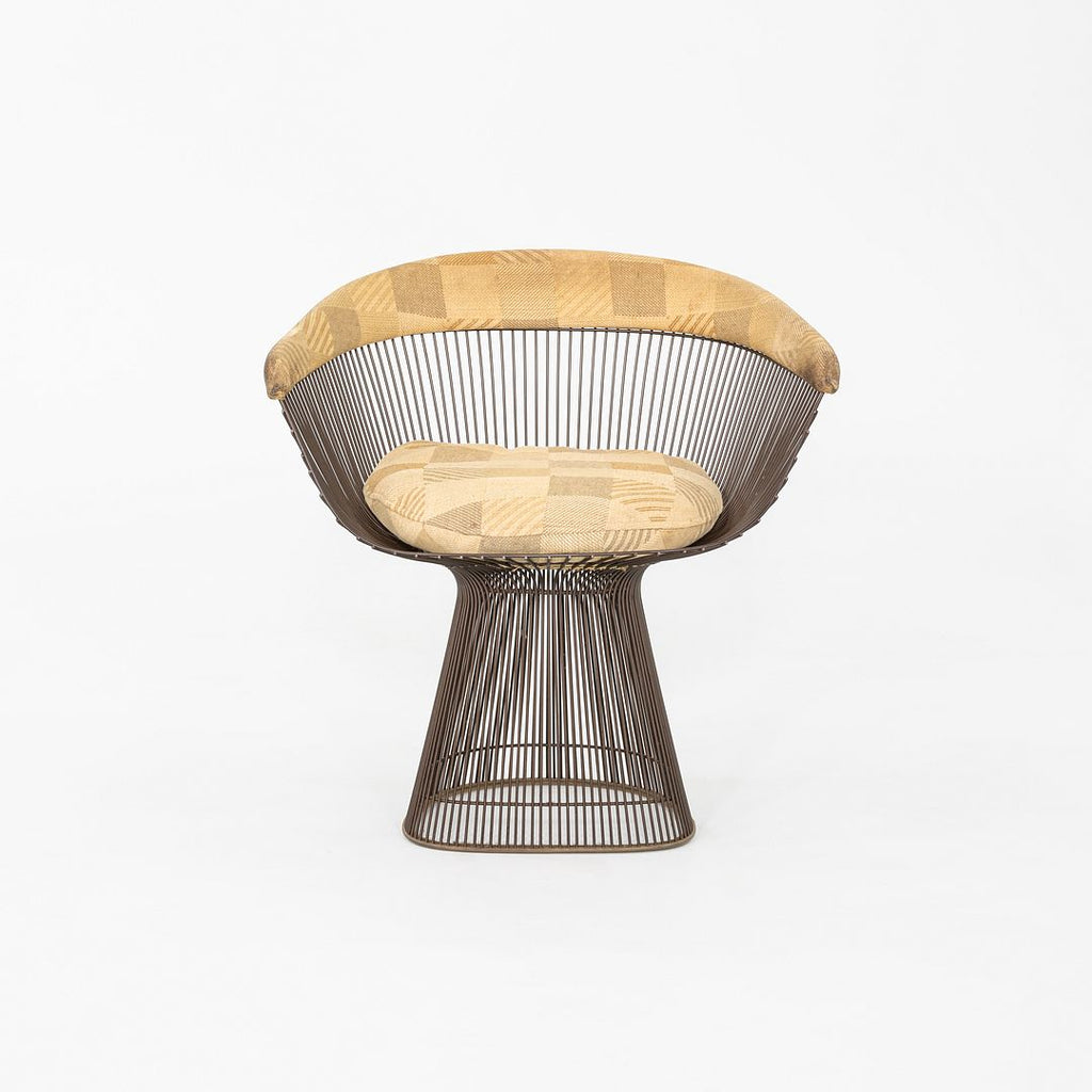1970s Warren Platner for Knoll Dining Arm Chair in Bronze with Original Fabric