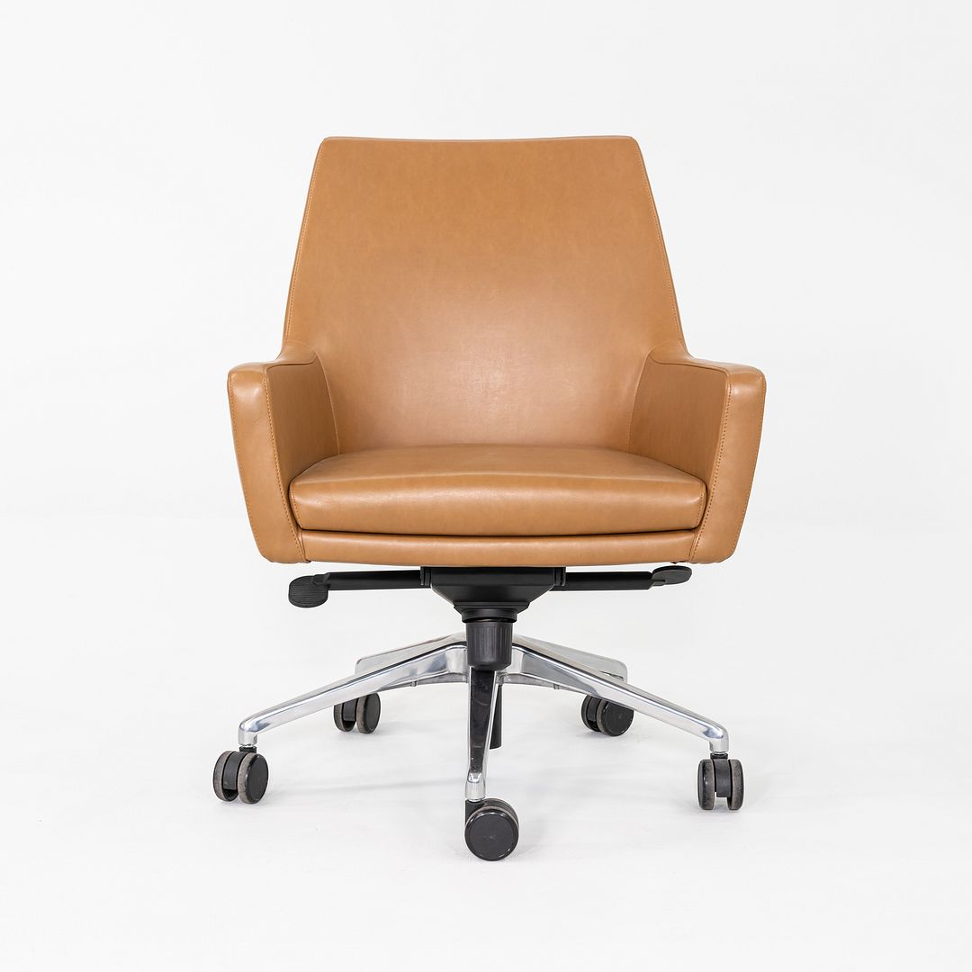 2016 Bernhardt Designs Cardan Desk Chair Tan Leather w/ Pneumatic Base 6x Avail