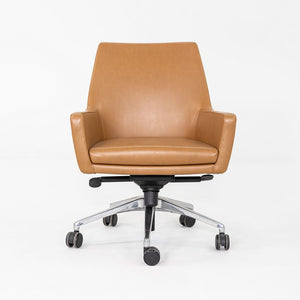 2016 Bernhardt Designs Cardan Desk Chair Tan Leather w/ Pneumatic Base 6x Avail