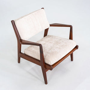 1960s Jens Risom Design U-430 Lounge Chair with Arms in Walnut and Fabric