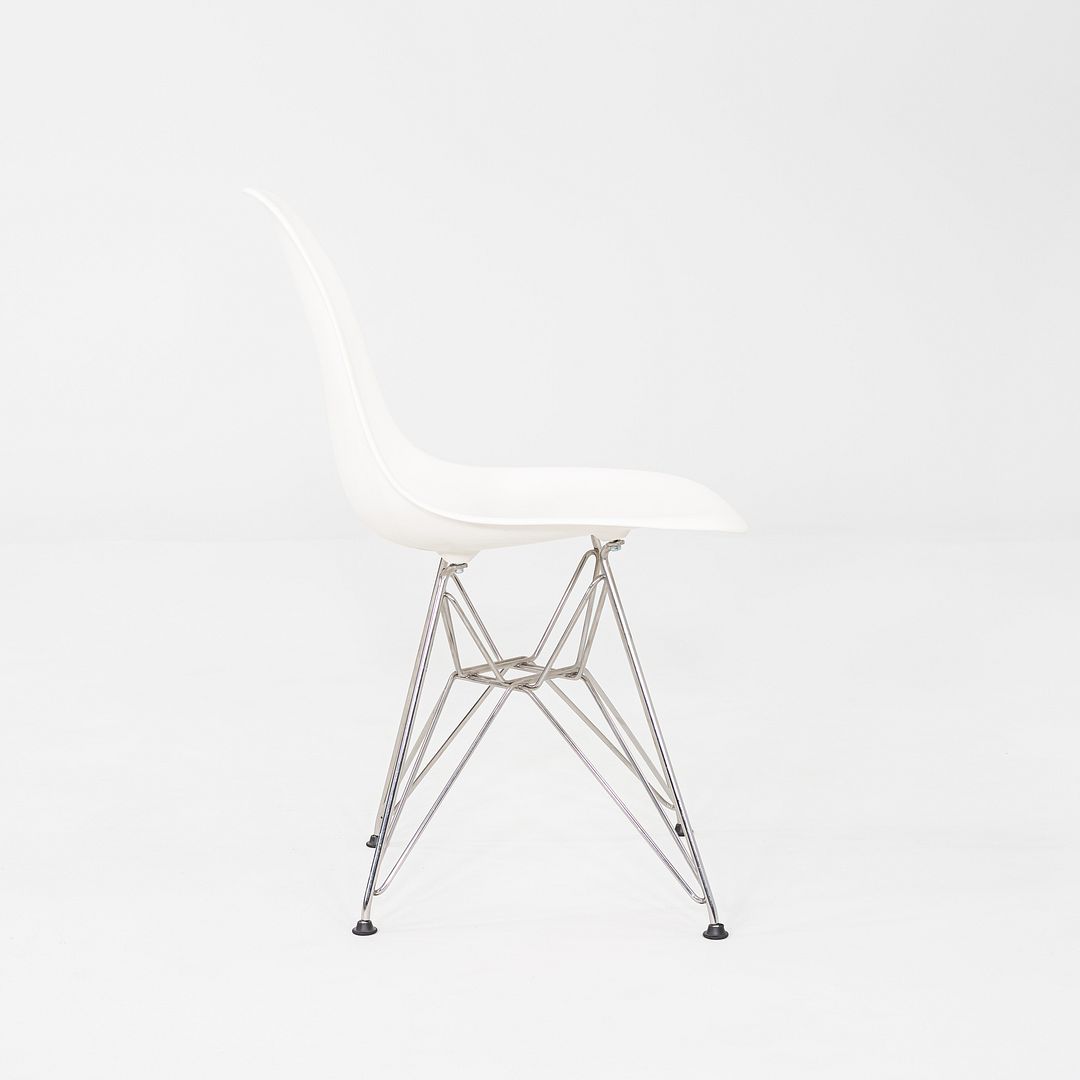 2015 Set of Six Eames DSR Plastic Shell Chairs in White with Steel Eiffel Base