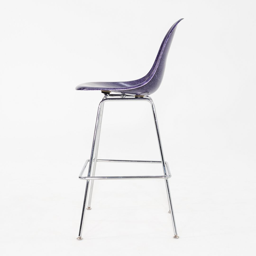 2010s Pair of Modernica Eames Purple Fiberglass Bar Stools w/ Metal Base Frames