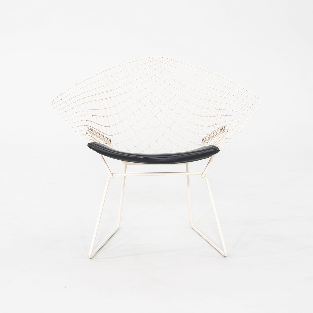 1960s Harry Bertoia for Knoll Diamond Lounge Chair w/ Black Leather Seat Cushion