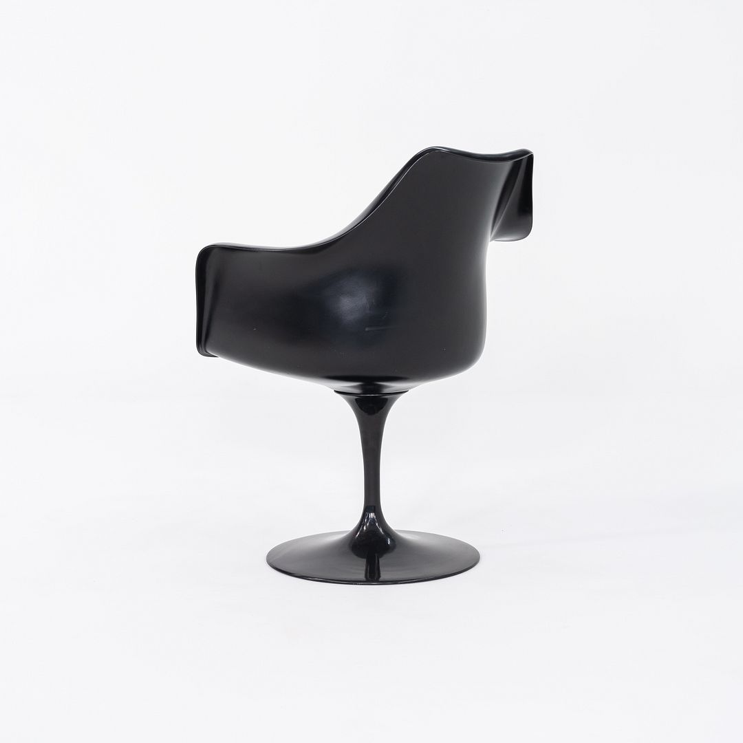 2000s Eero Saarinen for Knoll Tulip Dining Arm Chair in Black w/ Orange Cushion