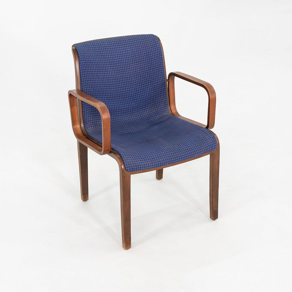 1971 Bill Stephens for Knoll 1300 Series Dining Chair in Blue Fabric and Walnut