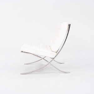 1960s Mies van der Rohe for Knoll Barcelona Lounge Chair in Sabrina White & Stainless Fully Restored