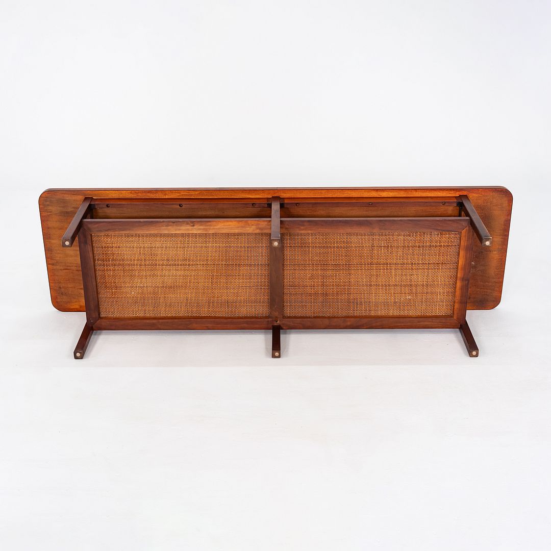 1960s Jack Cartwright for Founders Rectangular Coffee Table in Walnut and Cane