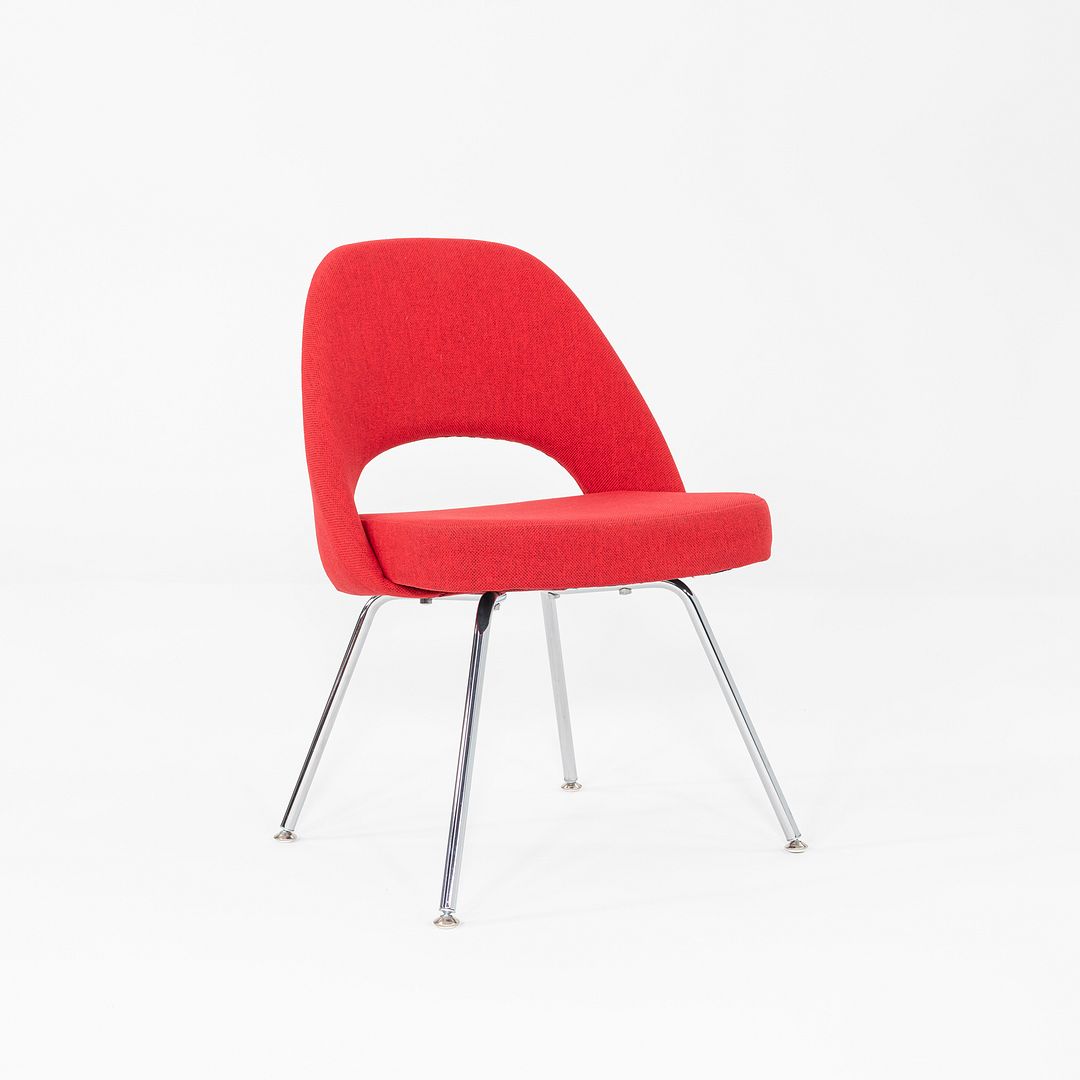 2019 Eero Saarinen for Knoll Armless Executive Dining Chair Red Fabric 4x Avail