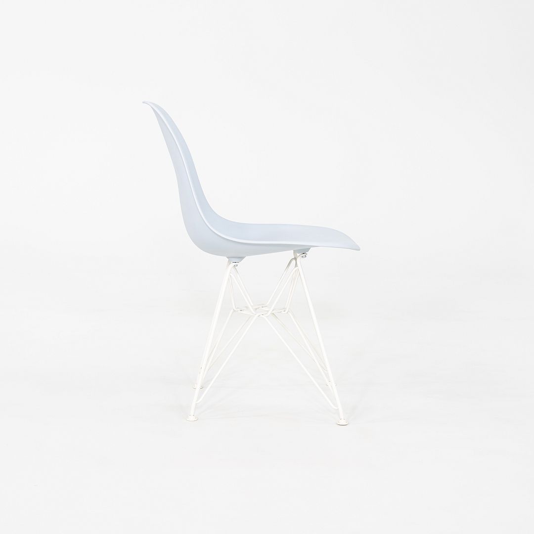 2019 Pair Herman Miller Eames DSR Dining Chairs in Blue Plastic with Eiffel Base