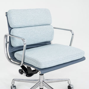 2010s Herman Miller Eames Soft Pad Management Desk Chair Blue Fabric & Leather