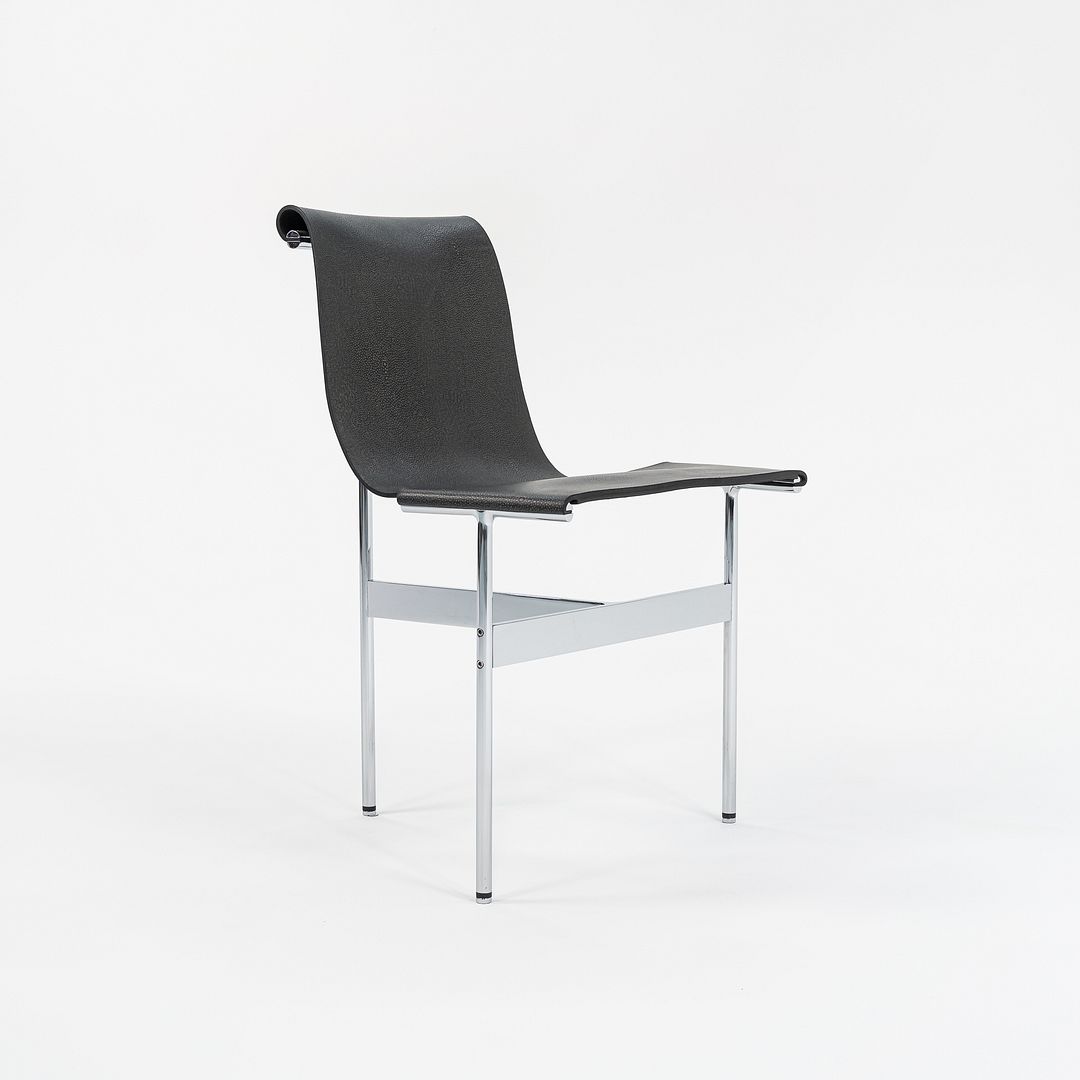 Set of Four Made to Order Gratz TG-10 Sling Dining Chairs Black Speckled Leather