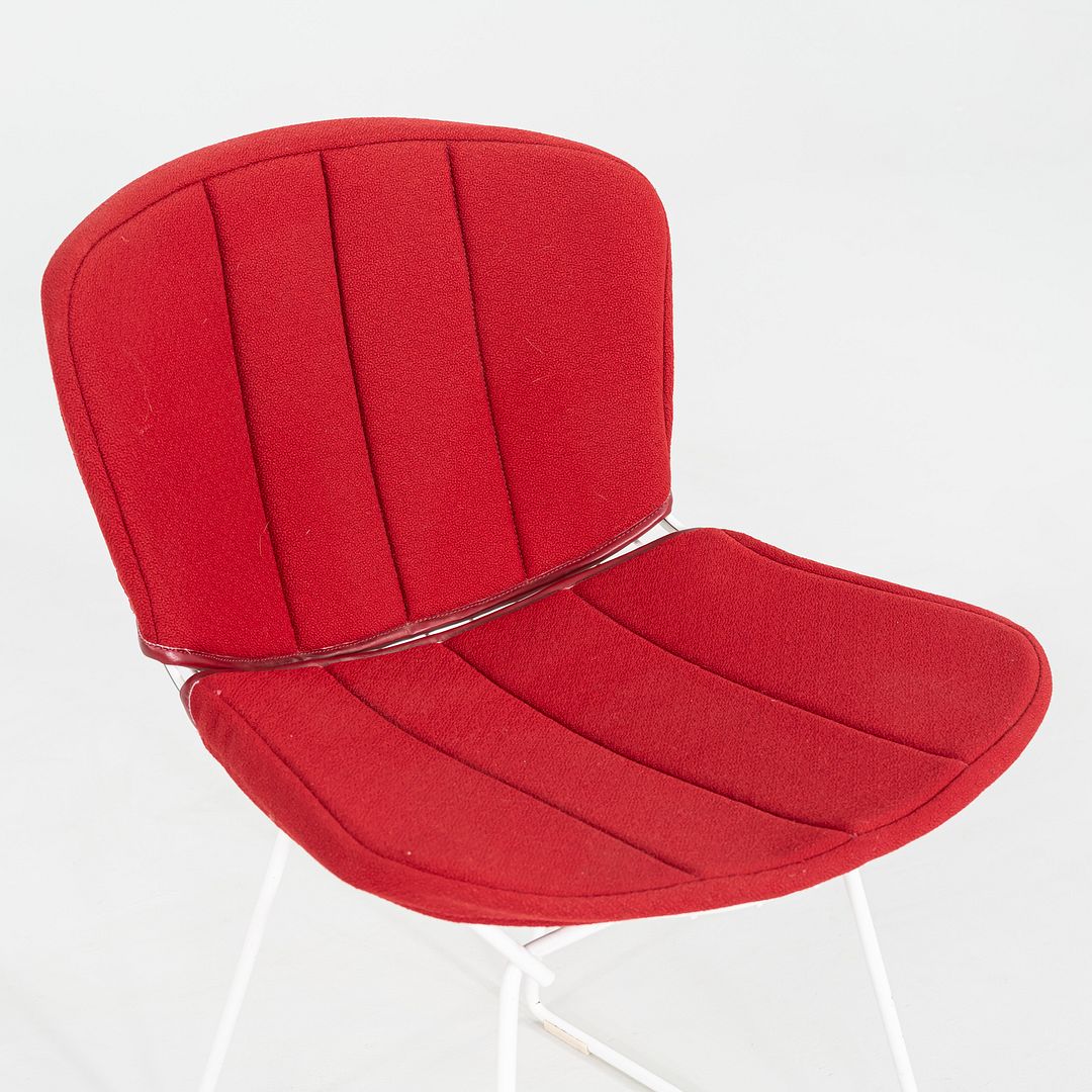 1980s Pair of Harry Bertoia for Knoll Dining / Side Chairs in White w/ Red Pads