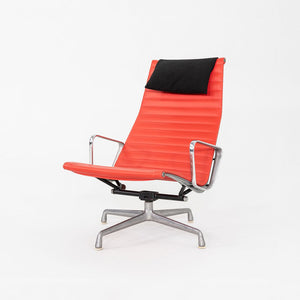 1970s Herman Miller Eames Lounge Chair in Red Naugahyde with Black Fabric Pillow